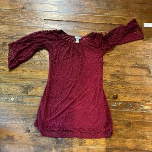 Jody of CA USA Burgundy Lace MIDI Dress XXL